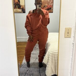 Fancy Homebody Rust Sweatshirt and Jogger Set